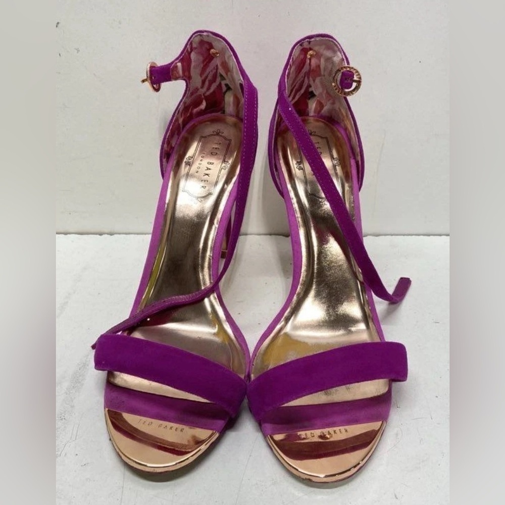 Ted Baker Women's Fuchsia Microbel Suede High Heel Sandals Size 8.5 in Box - Picture 2 of 6